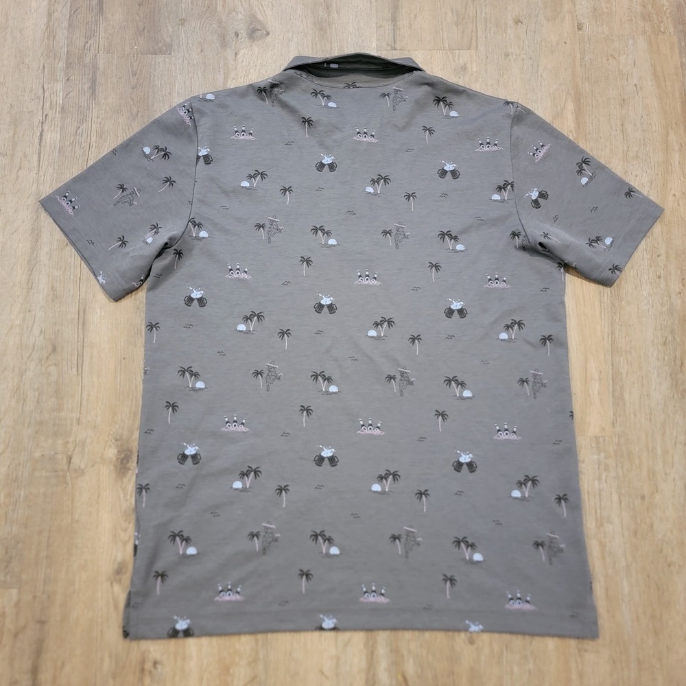 Travis Mathew Polo Shirt Men's Large Gray Beach Beer Parrot All over Print Golf - Picture 3 of 7
